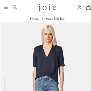 Black silk Joie Short Sleeve Blouse